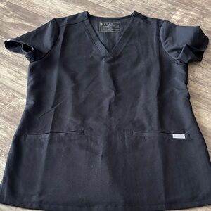 Figs Women's Black V-Neck Short Sleeve Scrub Top